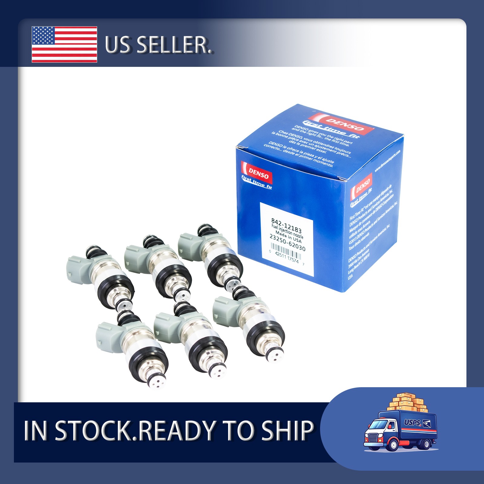 6X OEM Denso Fuel Injectors 23250-62030 for 1996-1998 Toyota 4Runner 3.4L V6 New