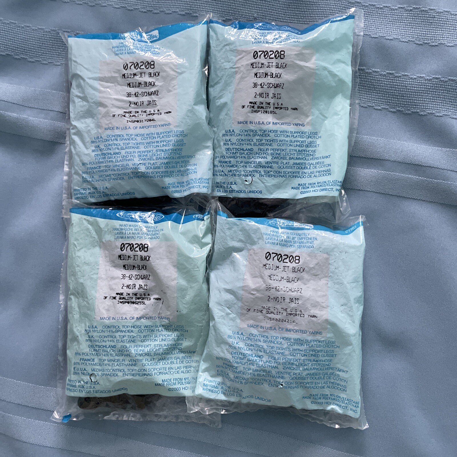 Lot of 4 Vintage Silkies Jet Black Medium  Nylons/Stockings/Pantyhose NIP