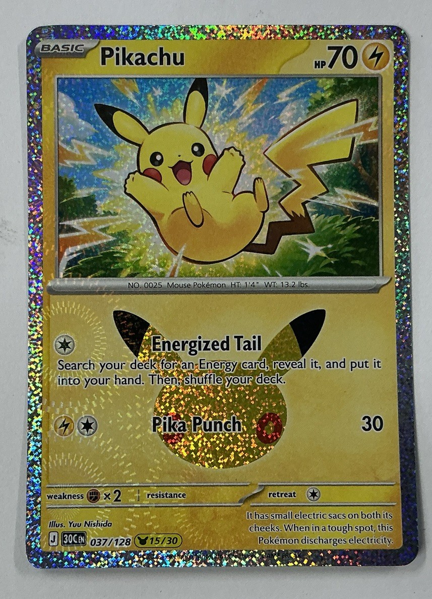 Pikachu 037/128 15/30 Pokemon 30th Celebration 2026 English Holo NM Pikachu 037/128 15/30 Pokemon 30th Celebration 2026 English Holo NM