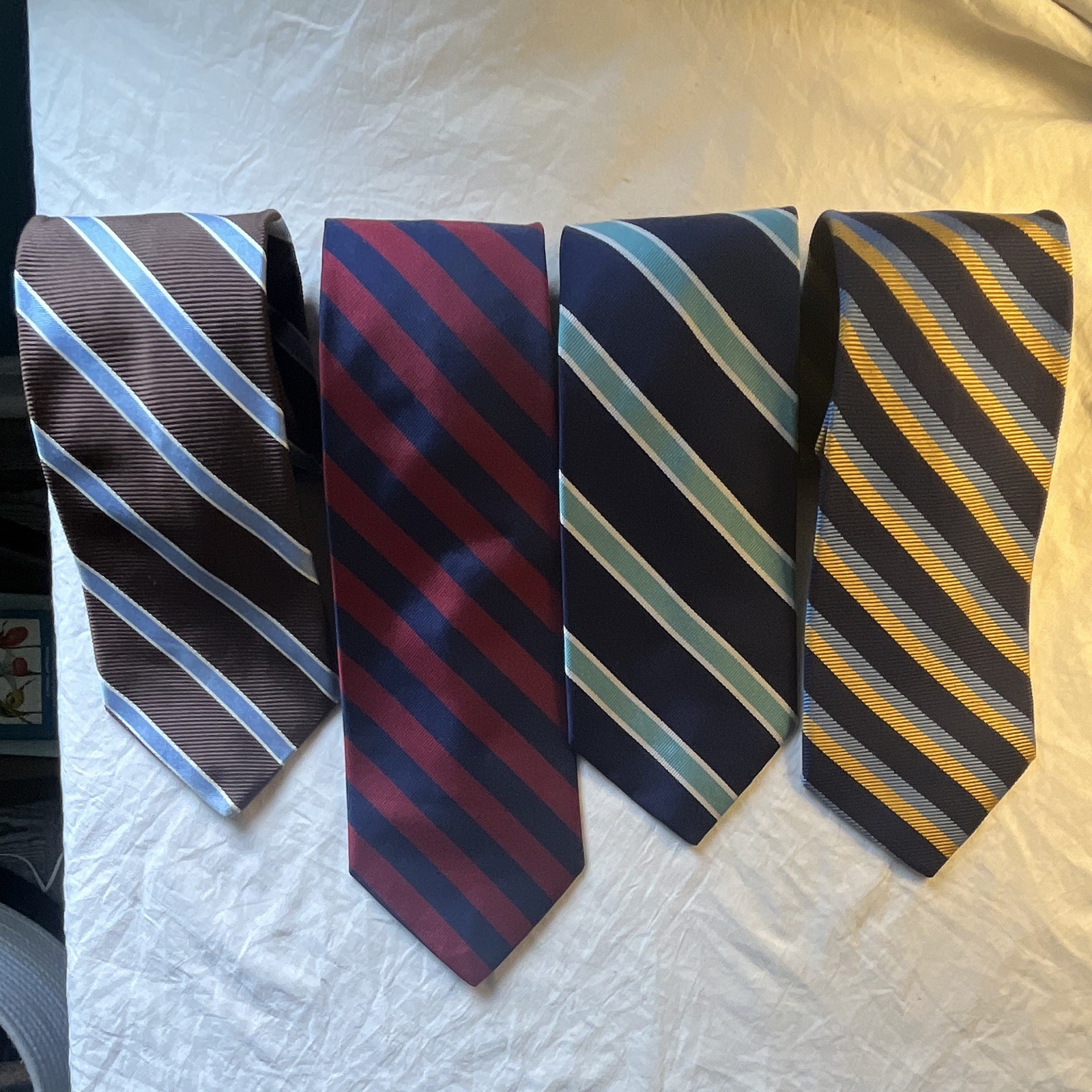 Brooks Brothers Makers men\'s silk striped ties lot of 4 multicolor self-tie Brooks Brothers Makers men\'s silk striped ties lot of 4 multicolor self-tie