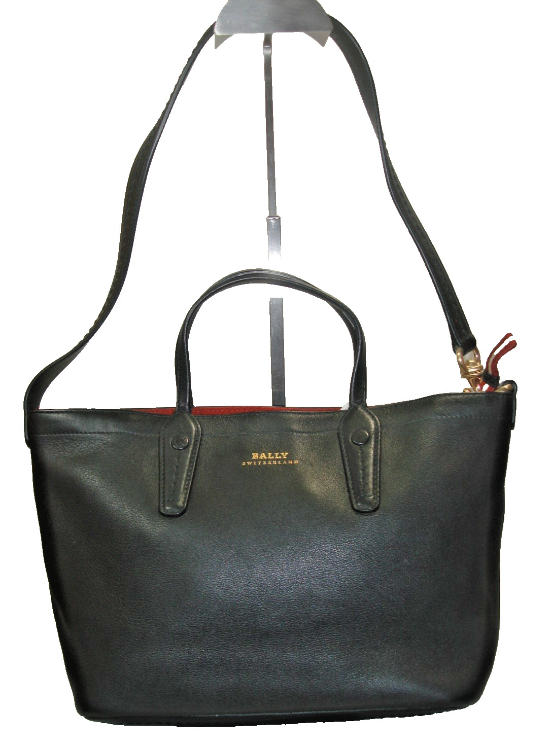 Bally Gorgeous Black Very Soft Leather Ribbon Tote Shoulder Bag Near MINT