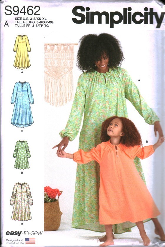 9462 UNCUT Simplicity SEWING Pattern Misses Girls Matching Loungewear Dress OOP