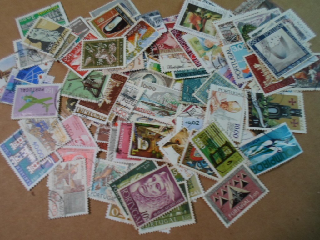 Collection lot 100 different large stamps of Portugal