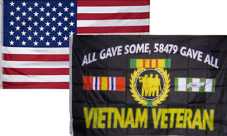 3x5 Wholesale Combo USA American & Vietnam Veterans All Gave Flag 3\'x5\' 2 Pack
