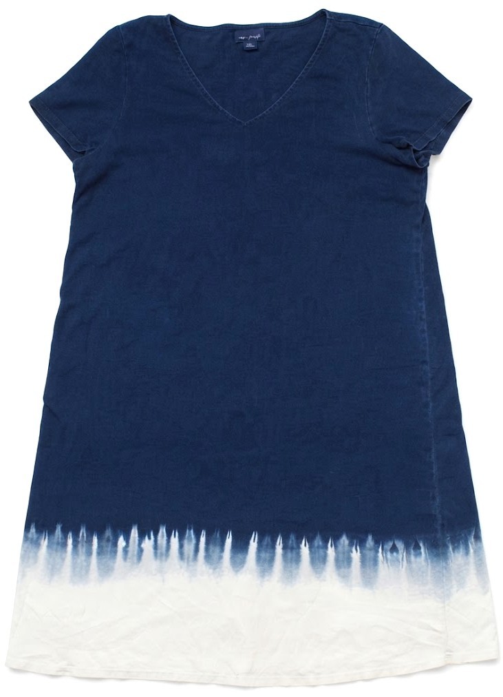 Pure Jill J. Jill Indigo Blue Dress Medium Lightweight Tie-Dye Knit Denim