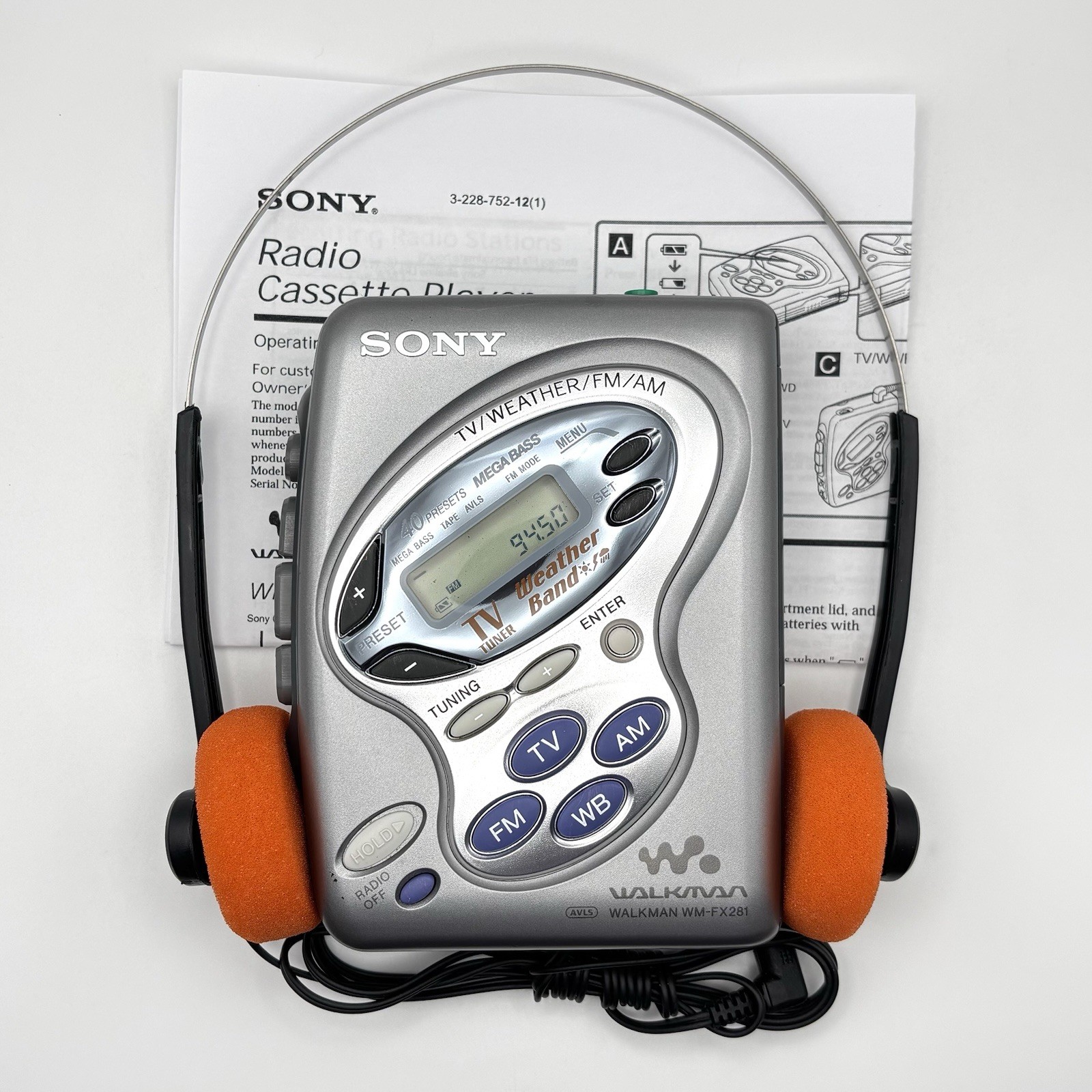 Sony Walkman WM-FX281 AM/FM Cassette Player - New Belt - Reconditioned