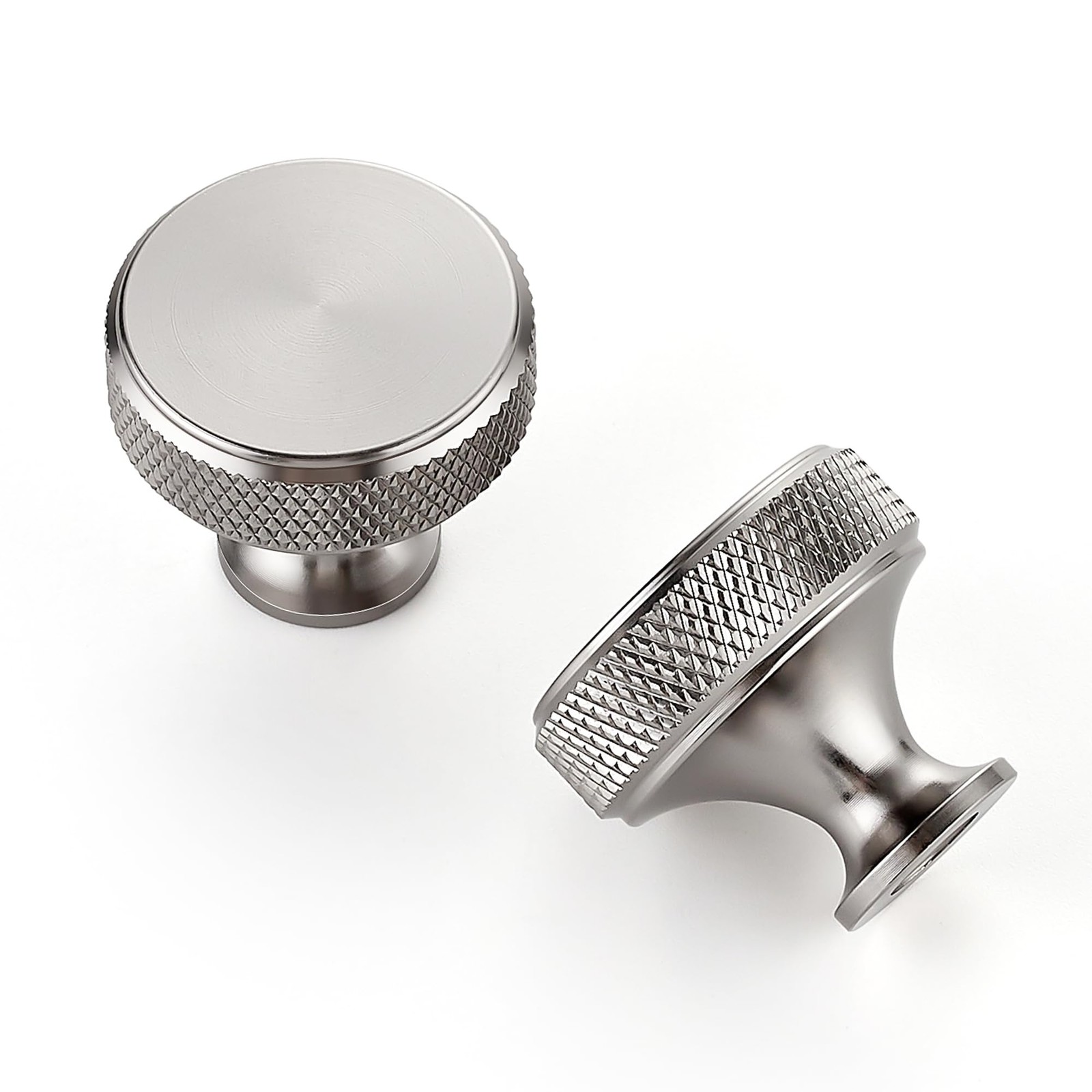 30 Pack Stainless Steel Kitchen Cabinet Hardware Knobs Round Solid Knurled Ha...