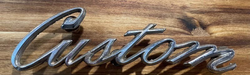 Vintage 1966-72 Ford Custom Car Vehicle Metal Emblem Badge Script C9AB-62291B62