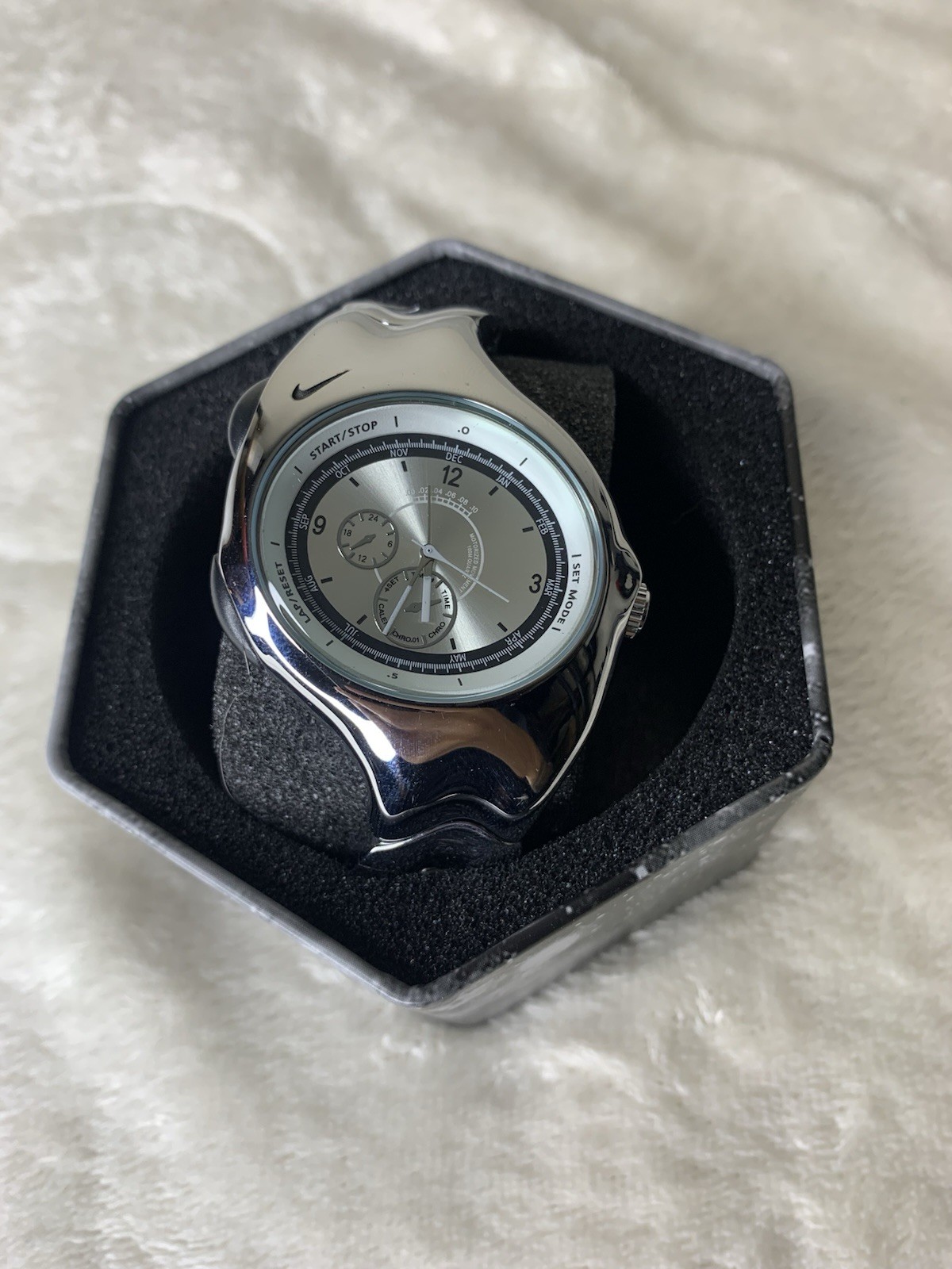 Vintage Nike Triax Metal Steel Watch Hype Y2K Retro Chrome With Box