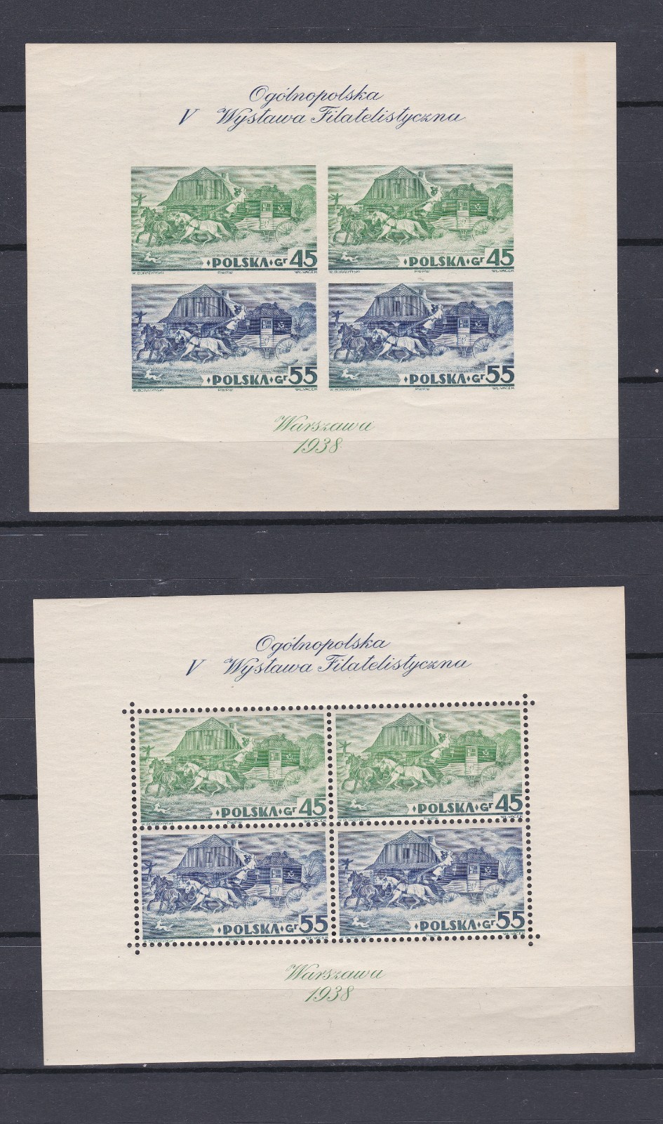 Poland 1938 MHM sheets National Stamp Exhibition, Warsaw Poland 1938 MHM sheets National Stamp Exhibition, Warsaw