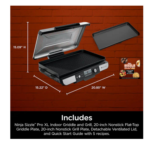 Ninja - Sizzle Pro XL 20-Inch Indoor Griddle & Grill with ProTemp IQ - Silver Ninja - Sizzle Pro XL 20-Inch Indoor Griddle & Grill with ProTemp IQ - Silver