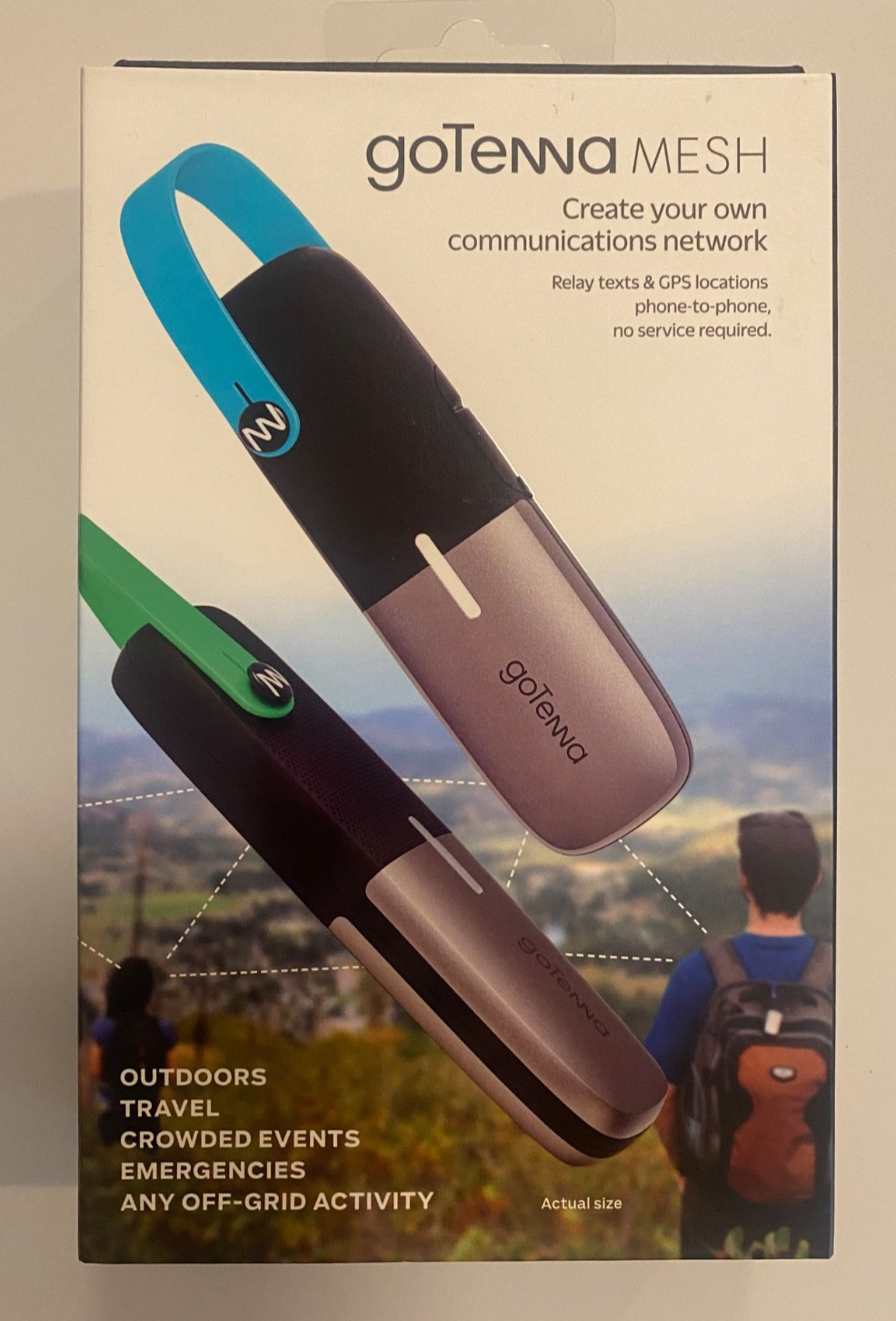 goTenna Mesh Off-Grid SMS & GPS Device Pair Blue & Green (900-00172), New Sealed
