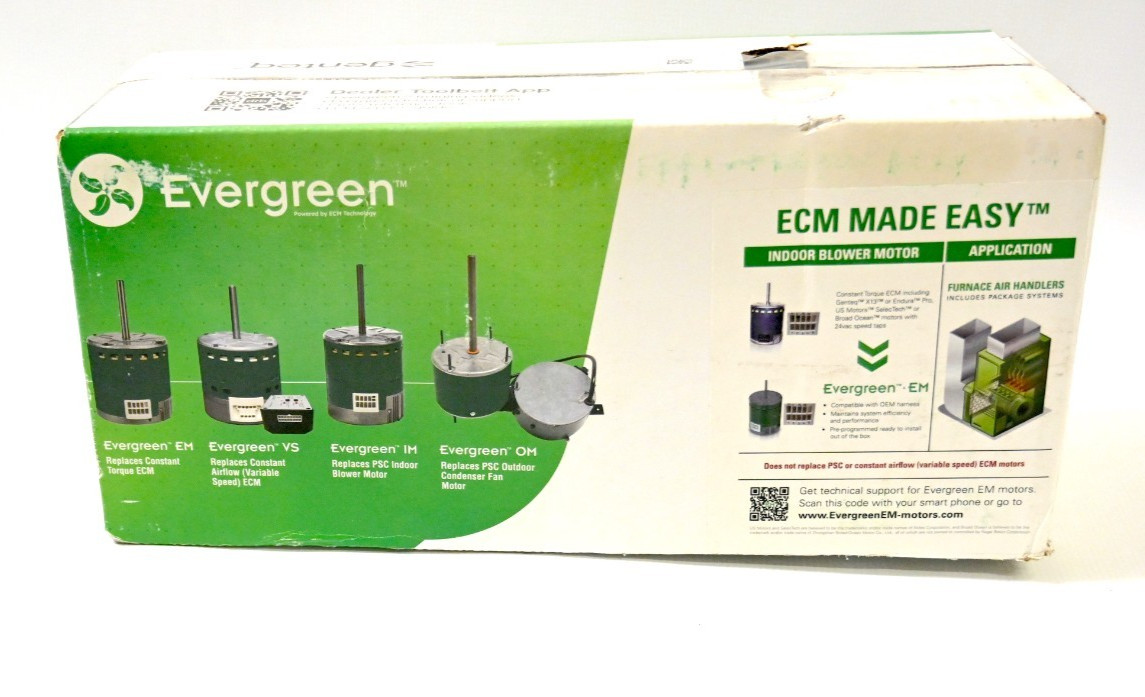 New Evergreen Fan and Blower Motor, 1/2 HP, 120/240 V 1050 RPM 6505V New Evergreen Fan and Blower Motor, 1/2 HP, 120/240 V 1050 RPM 6505V