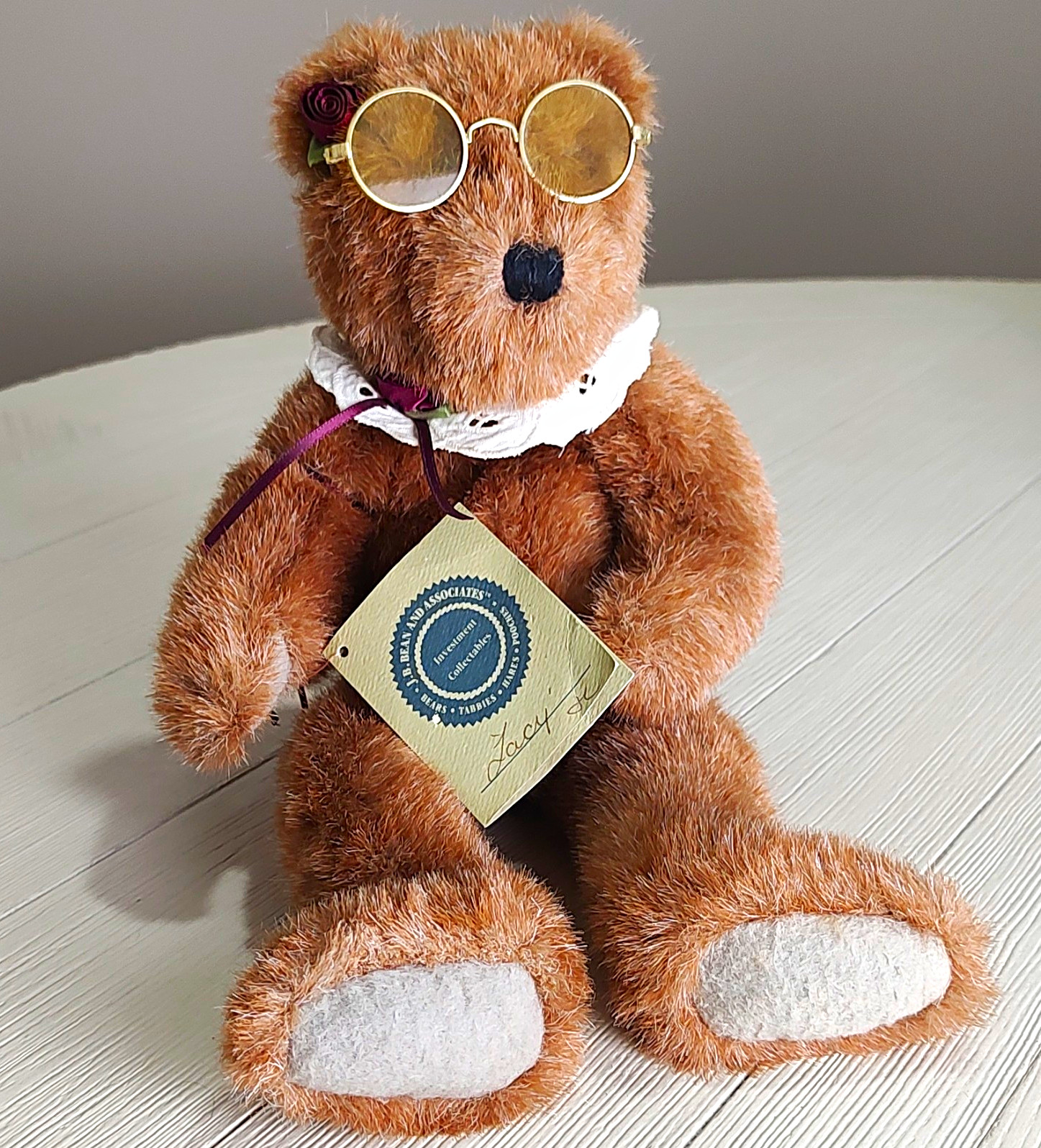 Boyds J.B. Bean and Associates Lacy 14 in Plush Bear w/ Glasses & Tag 1987 Boyds J.B. Bean and Associates Lacy 14 in Plush Bear w/ Glasses & Tag 1987