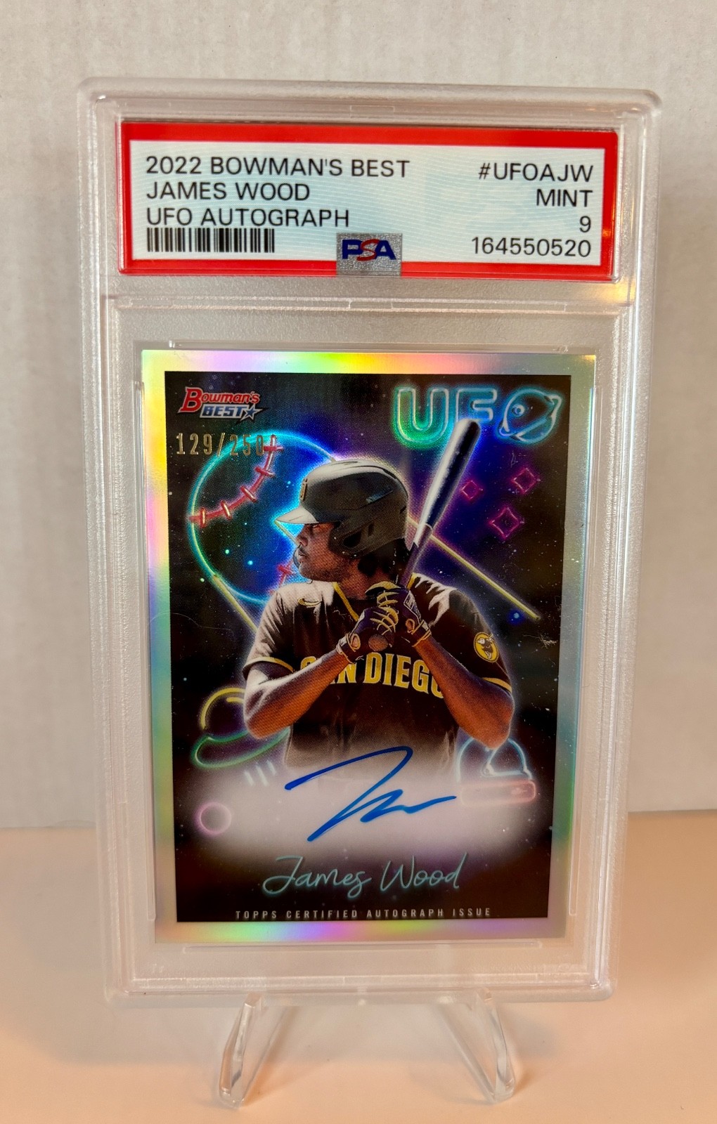 2022 Bowman\'s Best James Wood UFO Autograph #UFOAJW /250 PSA 9 2022 Bowman\'s Best James Wood UFO Autograph #UFOAJW /250 PSA 9
