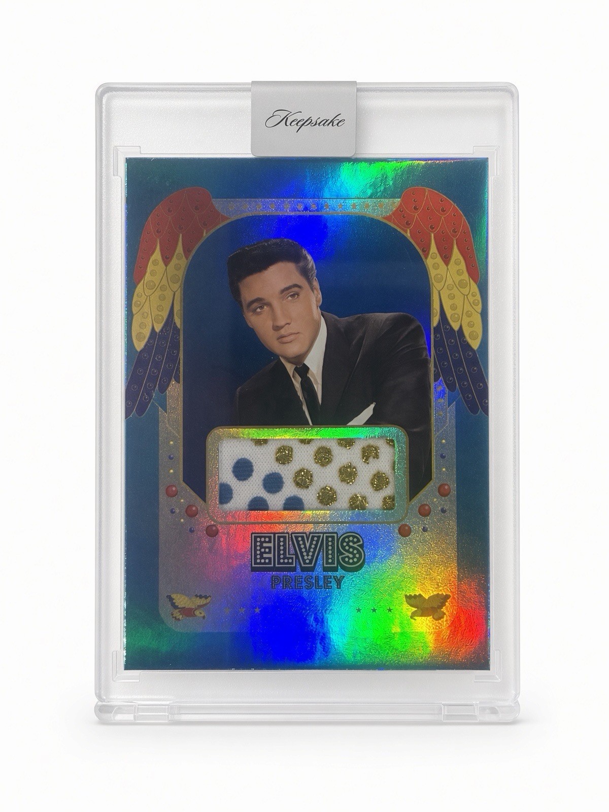 Elvis Presley 2026 Keepsake Relic Fabric Jumpsuit Swatch #50 Blue 084/100 Elvis Presley 2026 Keepsake Relic Fabric Jumpsuit Swatch #50 Blue 084/100