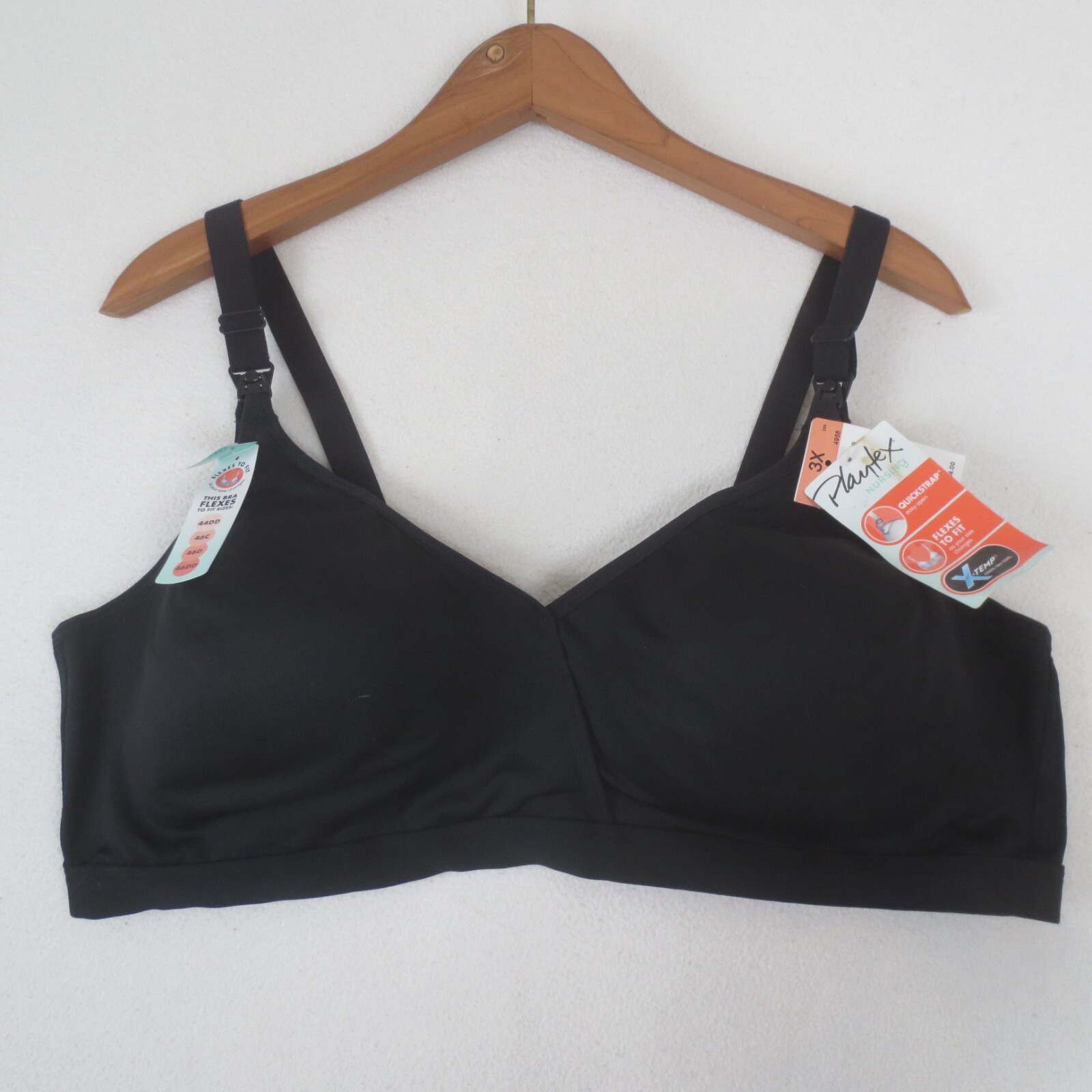 New Playtex Nursing Maternity Bra Women 3XL Black Foam Cup Wirefree Stretch 4958