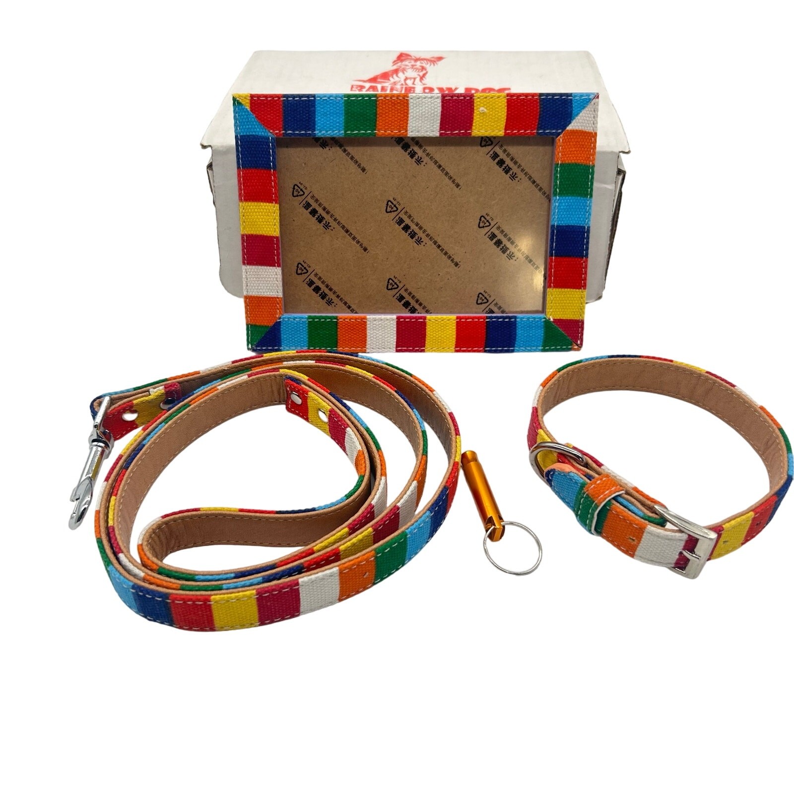Rainbow Dog Puppy Gift Set Sm/Med Multicolor Leash 16\ Rainbow Dog Puppy Gift Set Sm/Med Multicolor Leash 16\