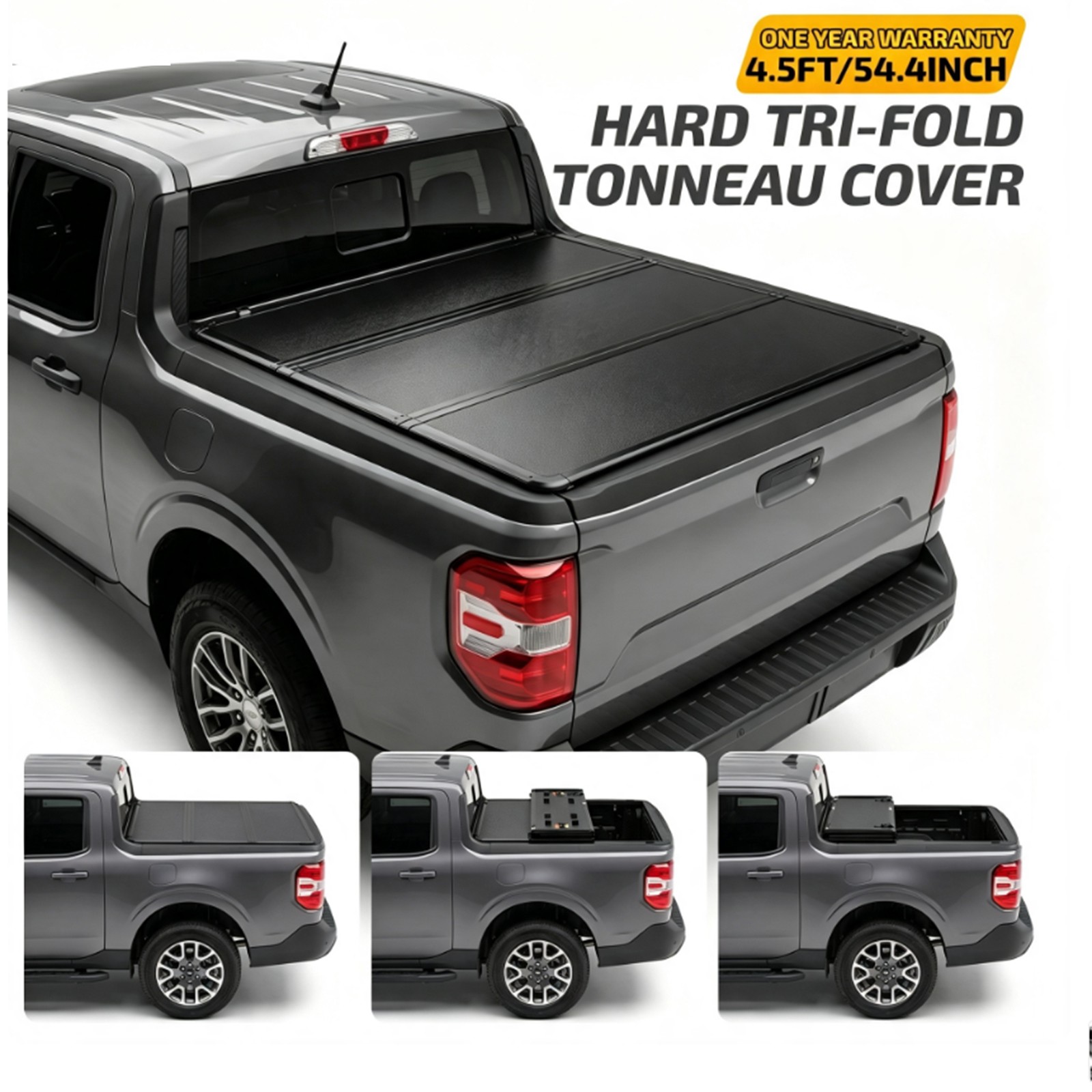 4.5/4.6FT Hard Tri-Fold Tonneau Cover For 2022-2026 Ford Maverick Truck bed