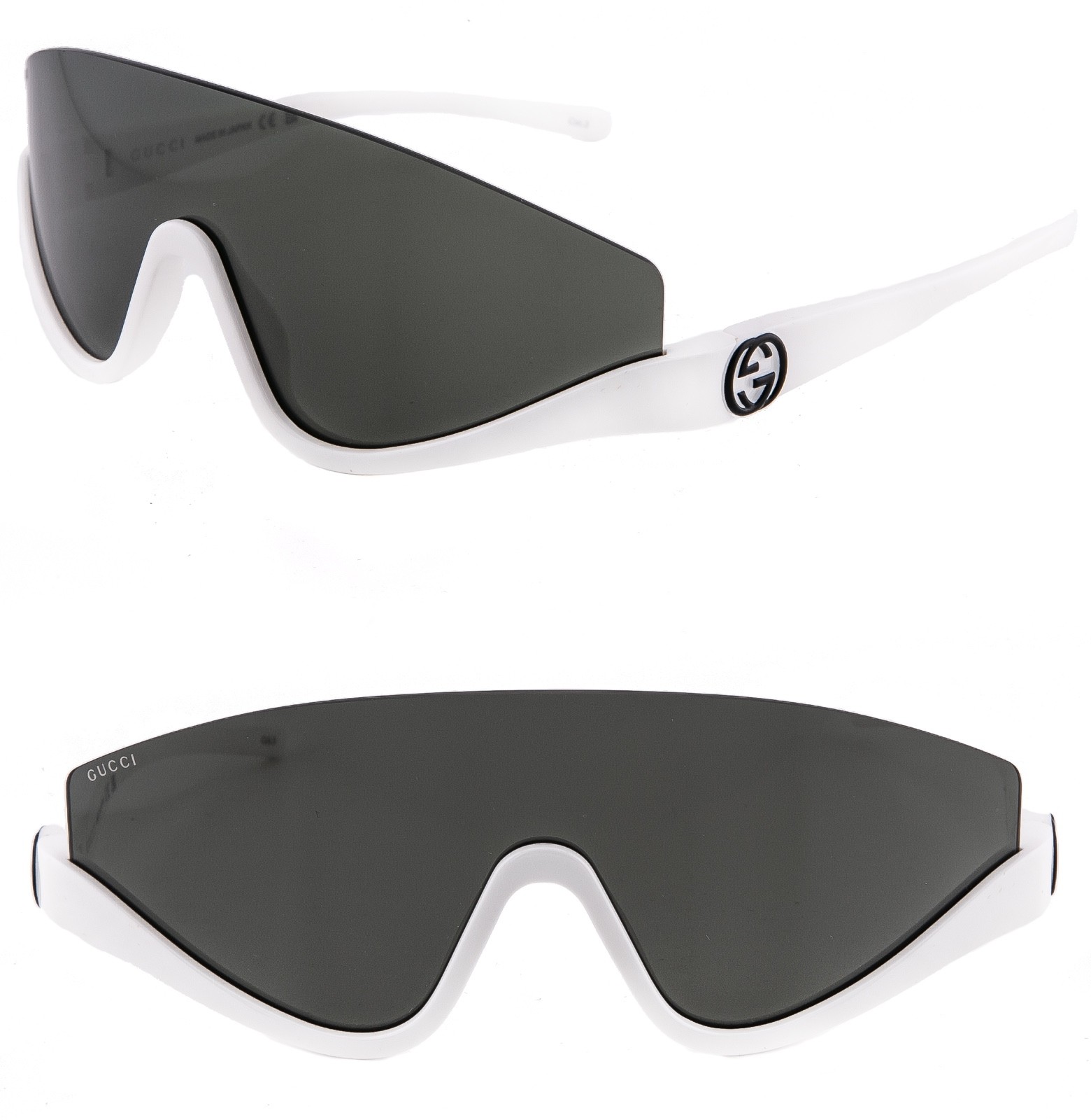 GUCCI 1650 White Black Sport Wrap Shield Gg1650S Unisex Rimless Sunglasses 007 GUCCI 1650 White Black Sport Wrap Shield Gg1650S Unisex Rimless Sunglasses 007