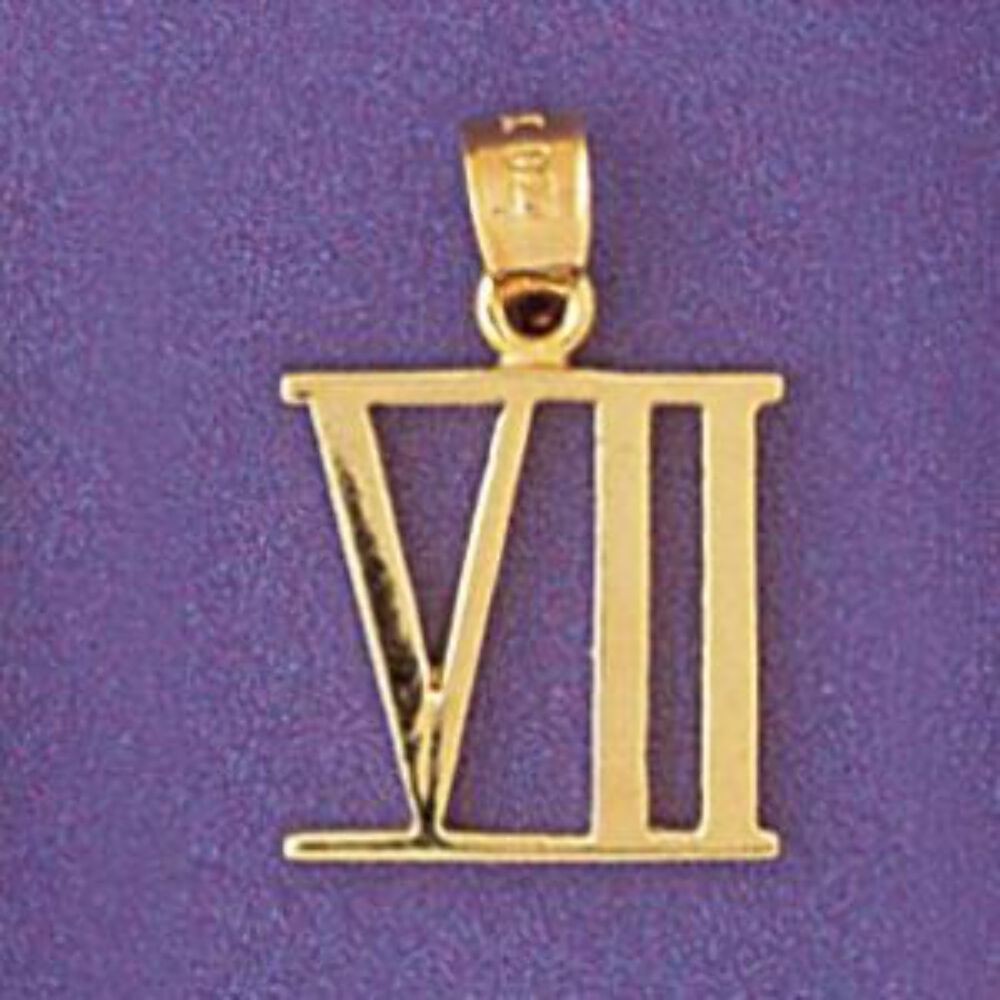 Greek Number 7 Charm Pendant 14k Gold