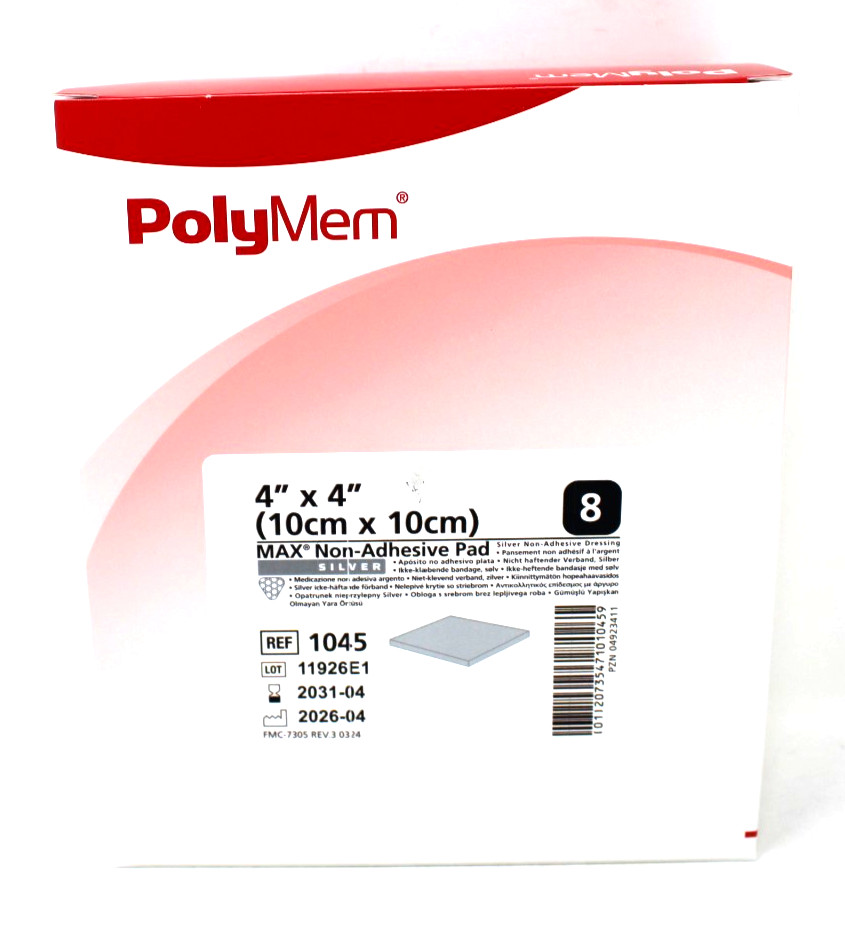 Ferris 1045 Polymem MAX Silver Non-Adhesive Wound Dressing 4\ Ferris 1045 Polymem MAX Silver Non-Adhesive Wound Dressing 4\