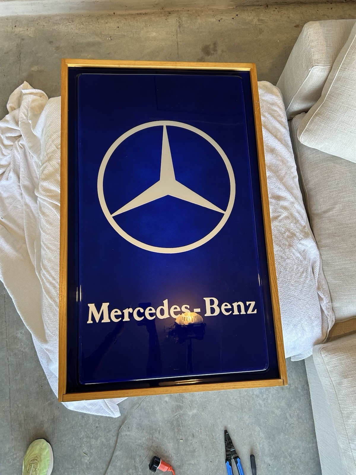 Vintage Mercedes-Benz Illuminated Dealership Sign - Executive Silver Lettering