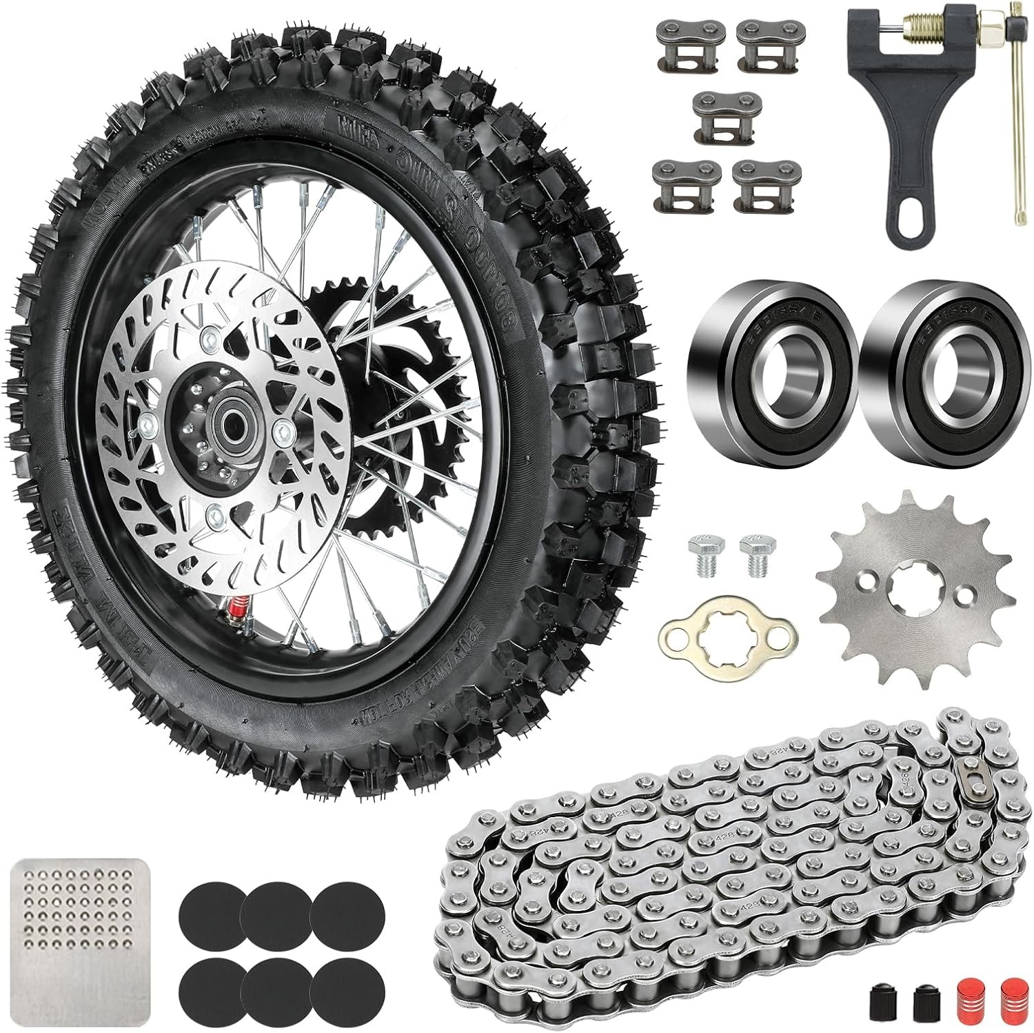 12\'\' Rear Wheel 80/100-12 3.00-12 Tire Inner Tube Assembly For 110cc 125cc SSR 