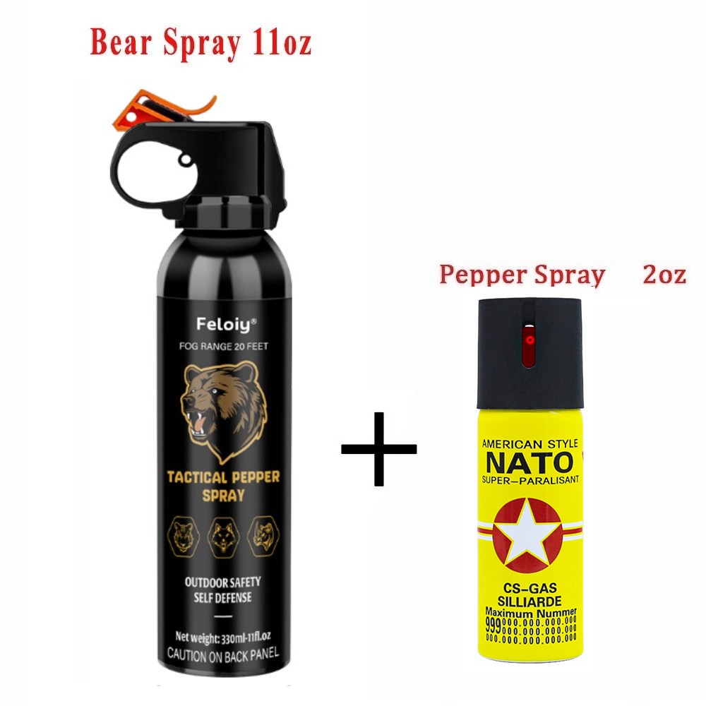 Feloiy 20Ft Bear Deterrent Repellent Spray 11Oz W/ 1 Pack Free Peper Spray 1/2oz Feloiy 20Ft Bear Deterrent Repellent Spray 11Oz W/ 1 Pack Free Peper Spray 1/2oz