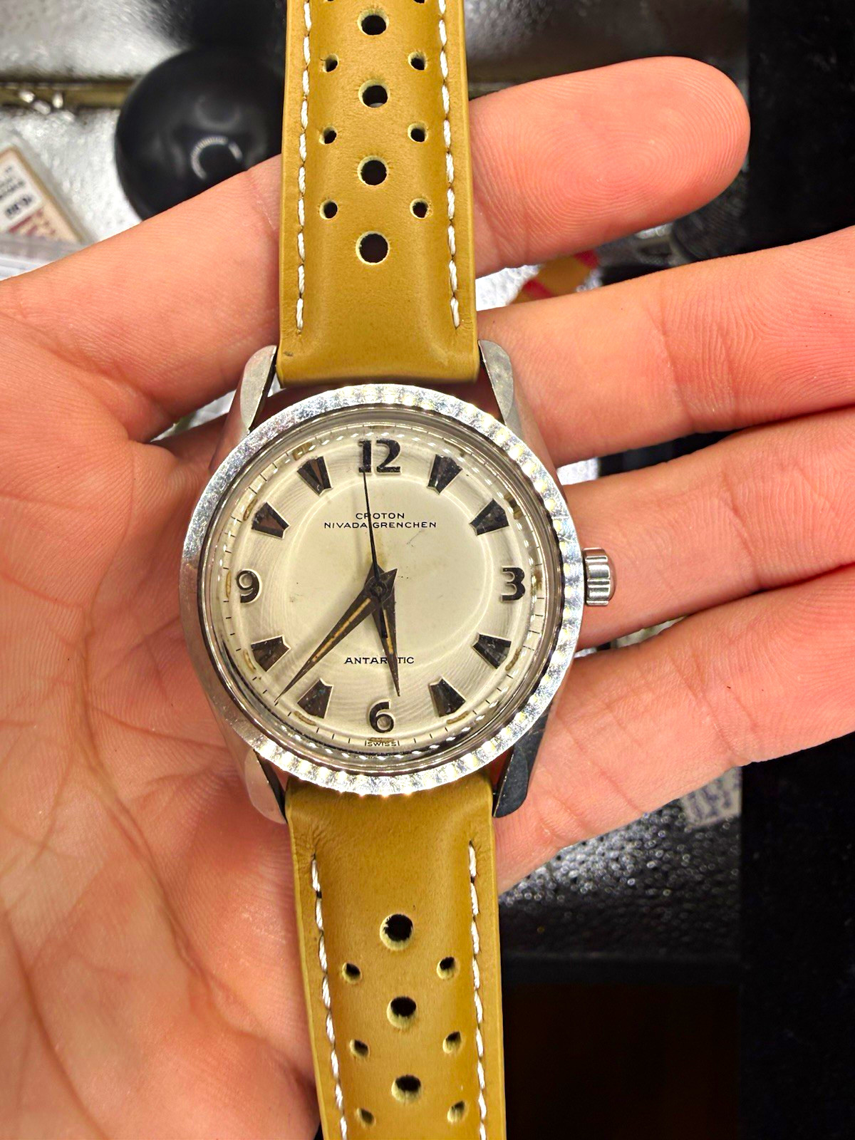 Croton Nivada Grenchen Antarctic Vintage Ref. 61L Original Crown SS Case