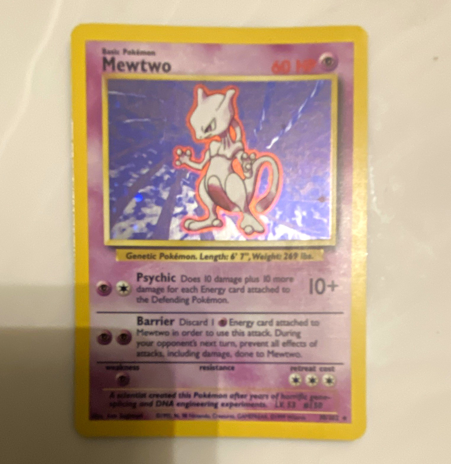 Pokemon TCG Mewtwo 10/102 Base Set 1999 English Holo Rare Holo Unlimited 60 HP