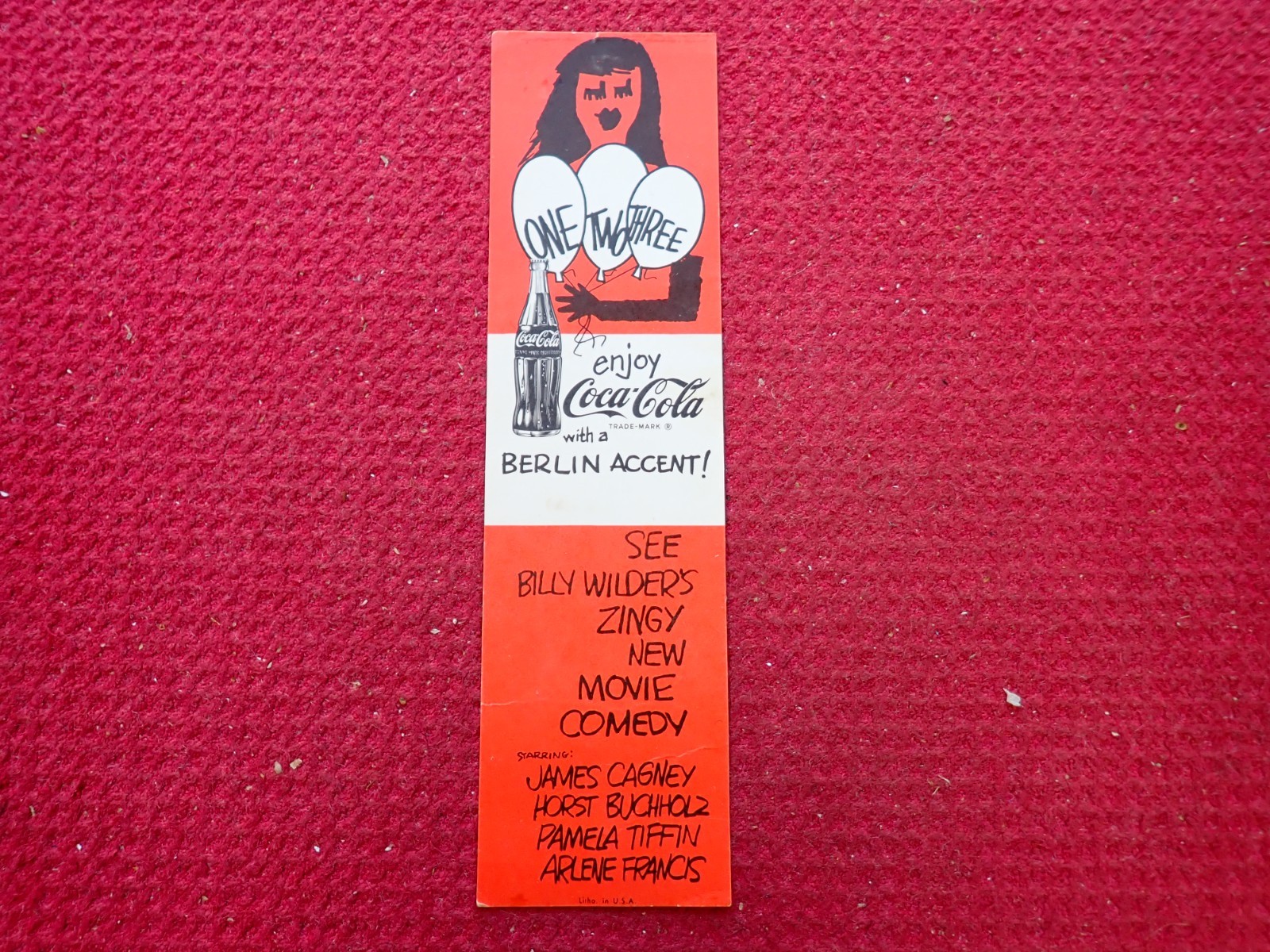 Vintage 1961 Coca Cola Movie One Two Three Advertising & Discount Card Vintage 1961 Coca Cola Movie One Two Three Advertising & Discount Card