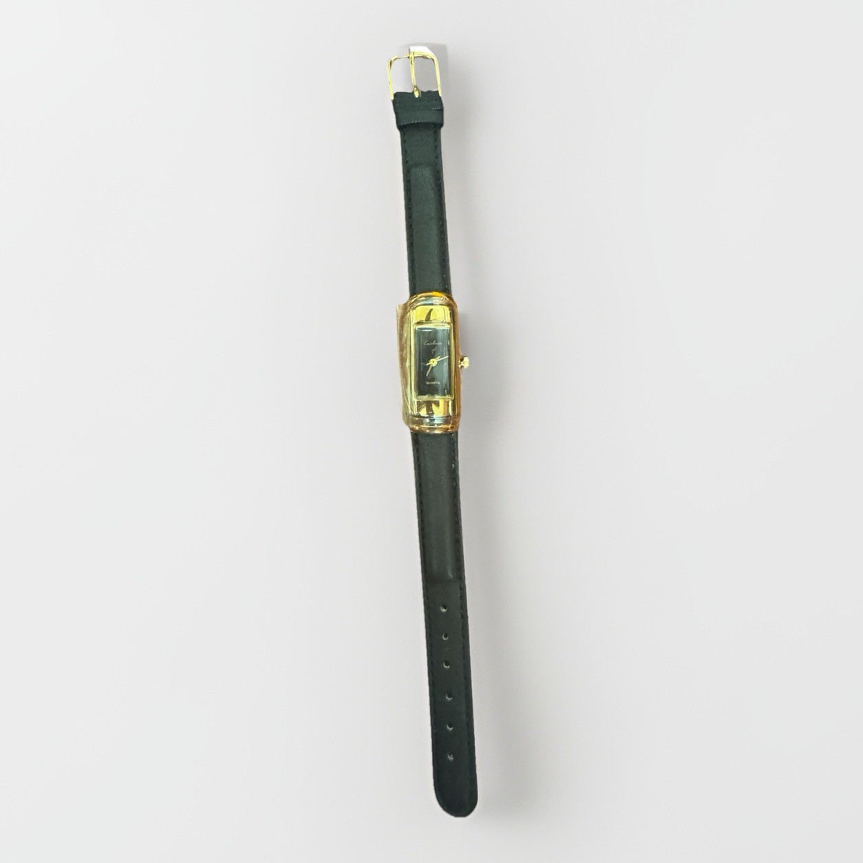 Vintage Eastman Women’s Watch Rectangle Bulion Gold Tone Case Black Leather Band Vintage Eastman Women’s Watch Rectangle Bulion Gold Tone Case Black Leather Band