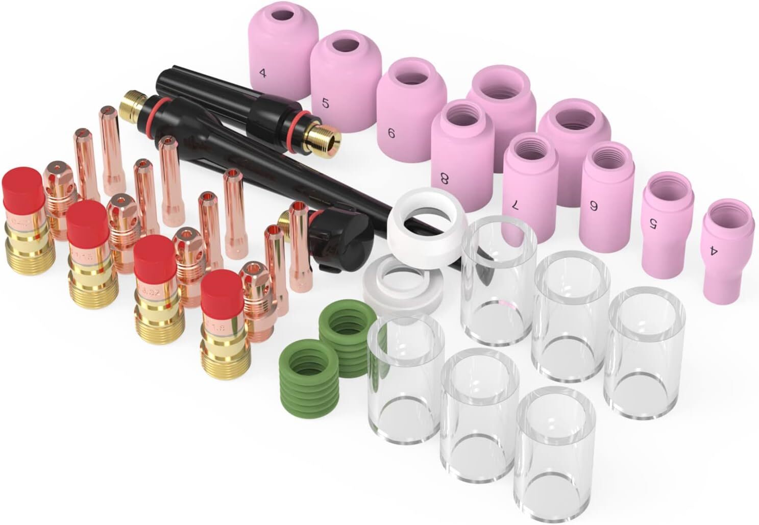 49pcs TIG Welding Torch Stubby Gas Lens  #10 Pyrex Glass Cup Kit For WP-17/18/26