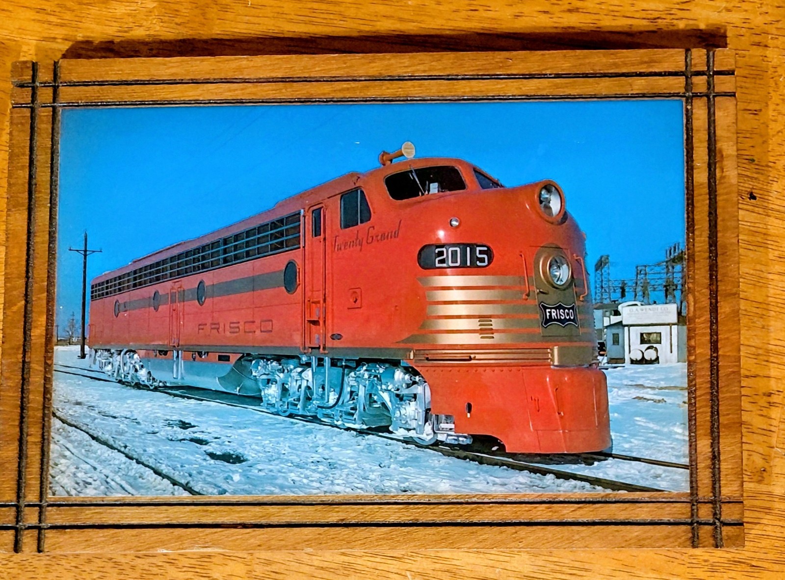 Frisco Railroad original framed wall plaque E8A 1950 Frisco Railroad original framed wall plaque E8A 1950