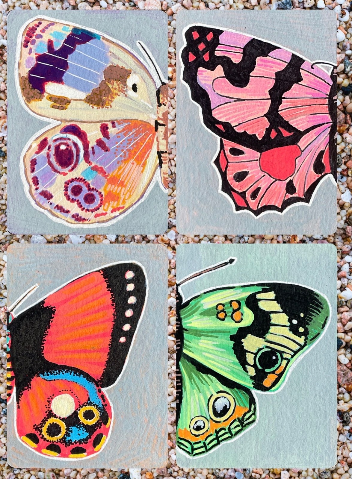 ACEO Art Card PRINTS Set of 4 Hand Painted Acrylic Original 3.5inx2.5in ACEO Art Card PRINTS Set of 4 Hand Painted Acrylic Original 3.5inx2.5in