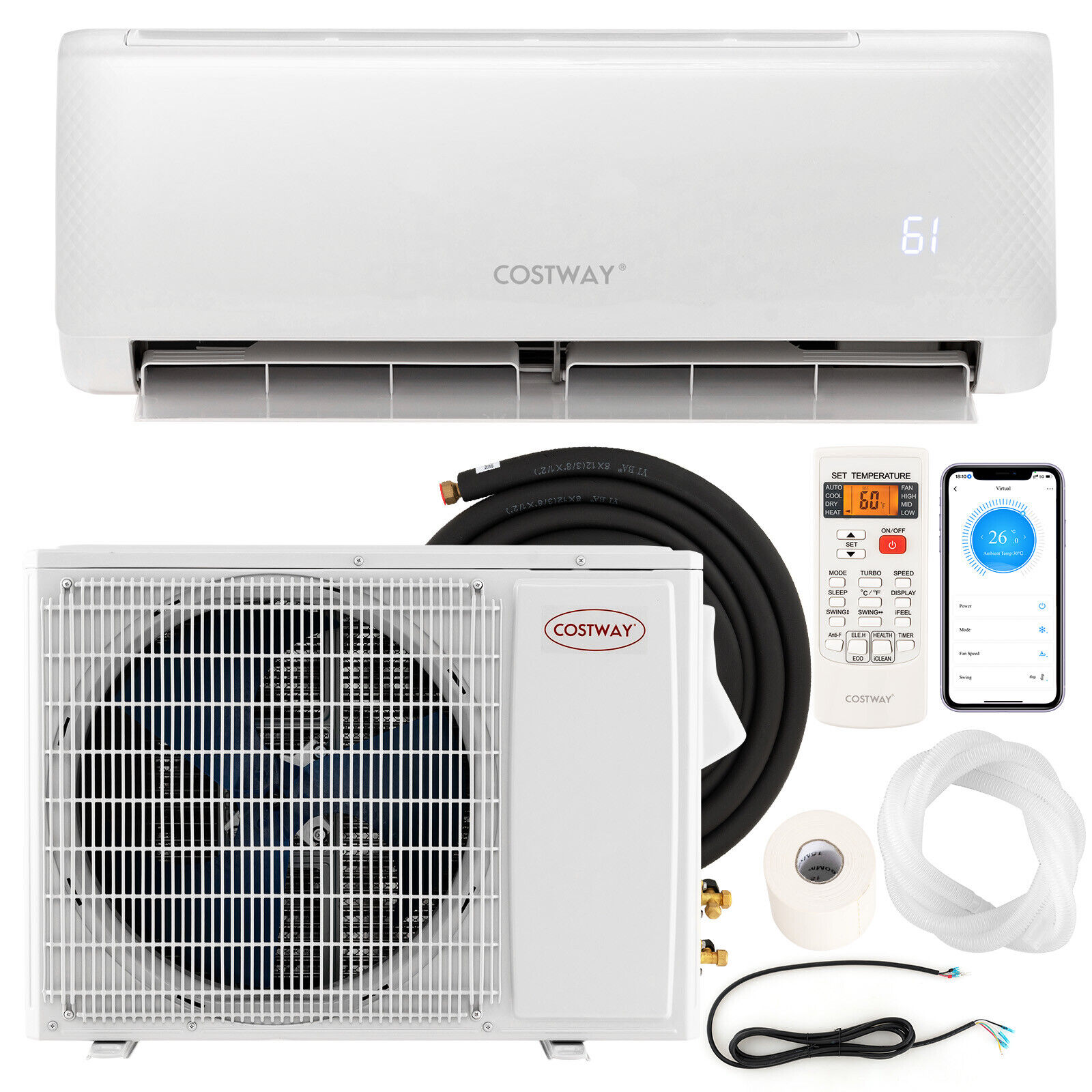 22,000 BTU Mini Split Air Conditioner AC Unit w/ Heat Pump Works with Alexa