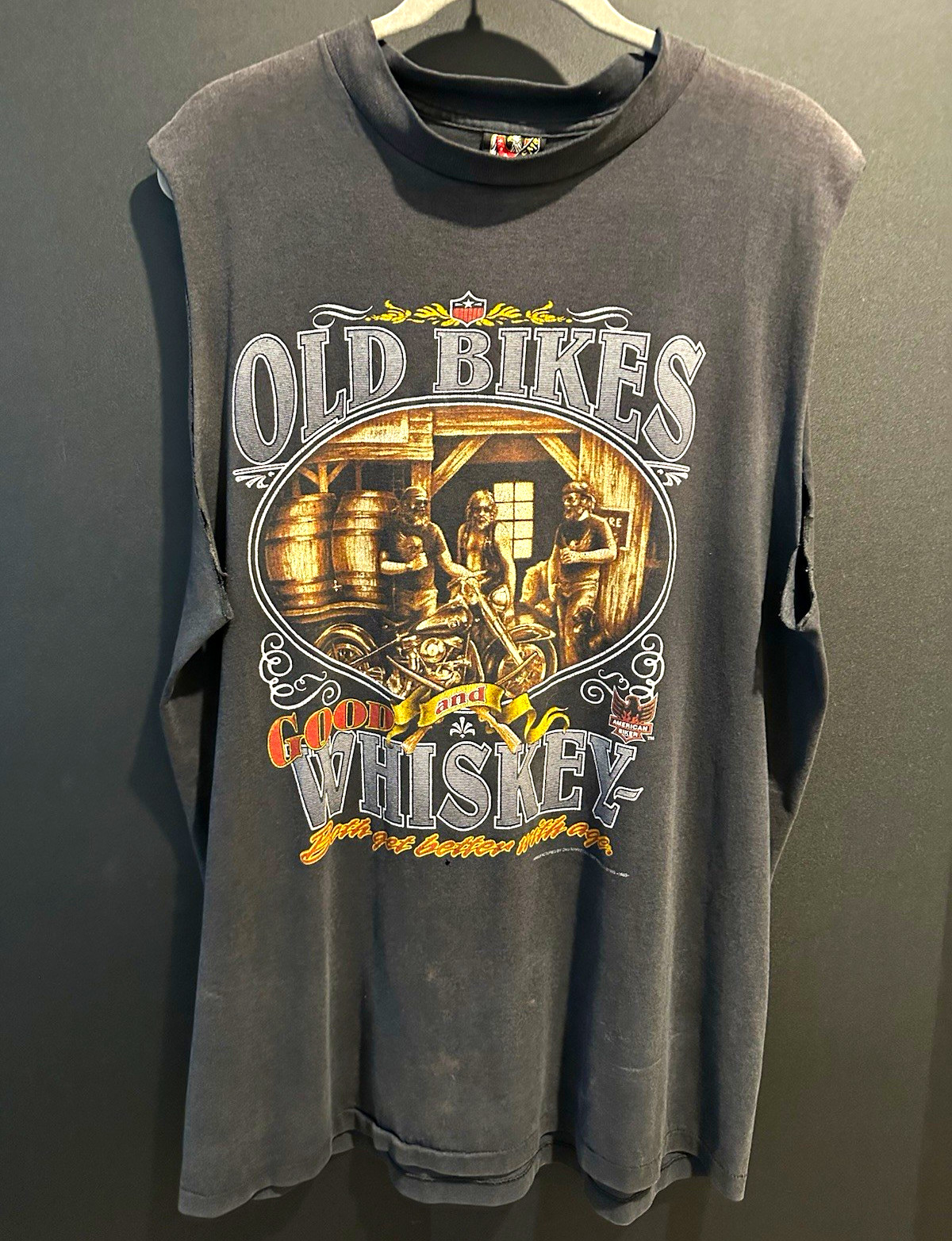 3D Emblem Men’s XL Black Sleeveless Graphic T-Shirt Vintage 1990s Motorcycle