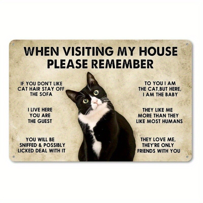 Gift for Cat Lovers Funny Tuxedo Cat Rules Metal Signs Cat Signs Wall Door Decor Gift for Cat Lovers Funny Tuxedo Cat Rules Metal Signs Cat Signs Wall Door Decor