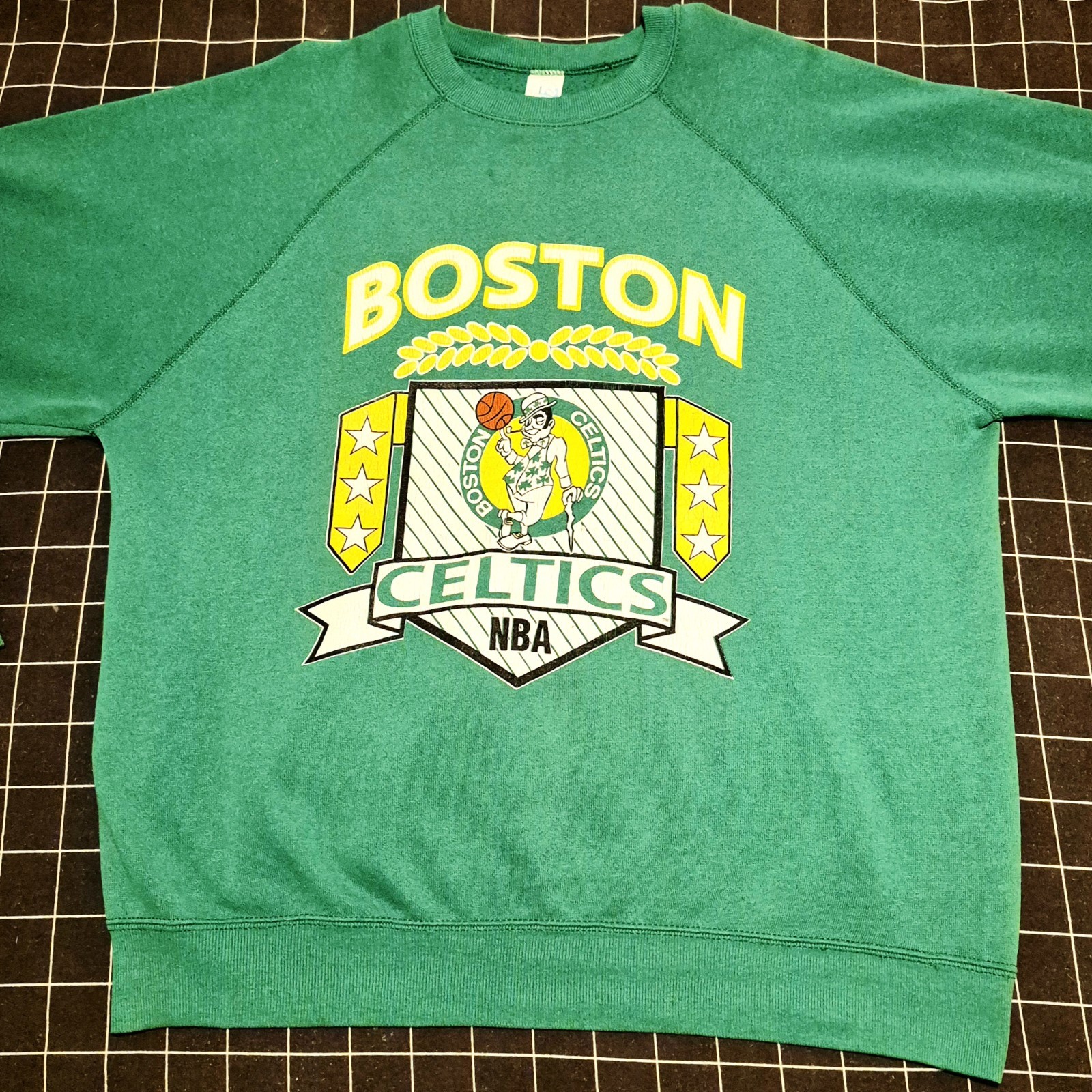 Vintage 80s Boston Celtics Crewneck Sweatshirt Artex NBA Made in USA Green XL