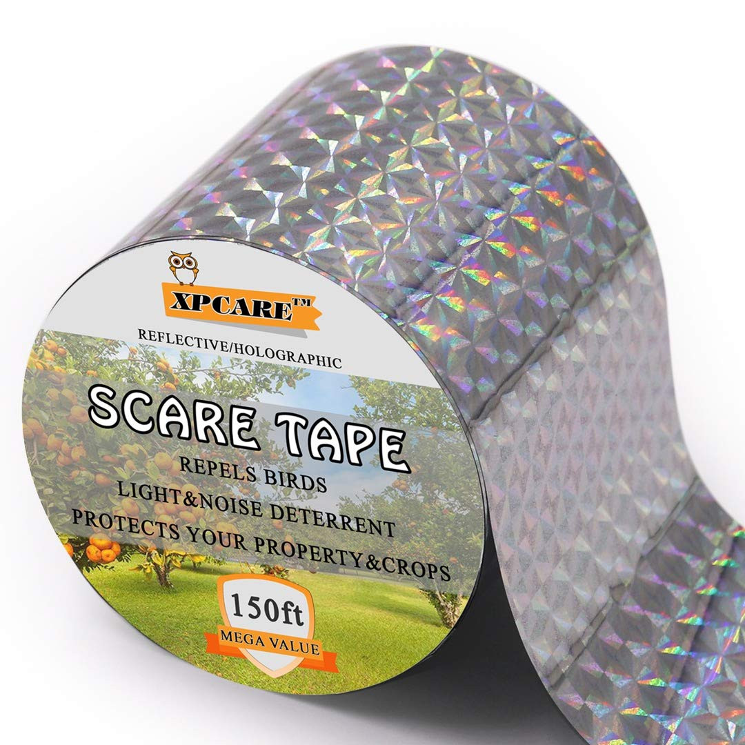 XPCARE Bird Scare Tape Ribbon - 150Ft X 2In PET Reflective Tape Keep Wildlife an