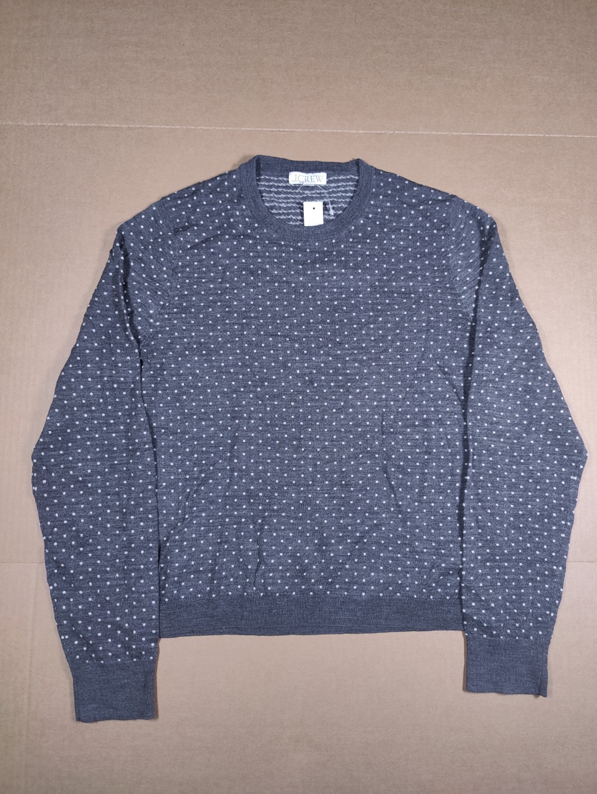 NWT J. Crew Carolyn Fitted Gray Polka Dot 100% Wool Sweater Size XL NWT J. Crew Carolyn Fitted Gray Polka Dot 100% Wool Sweater Size XL