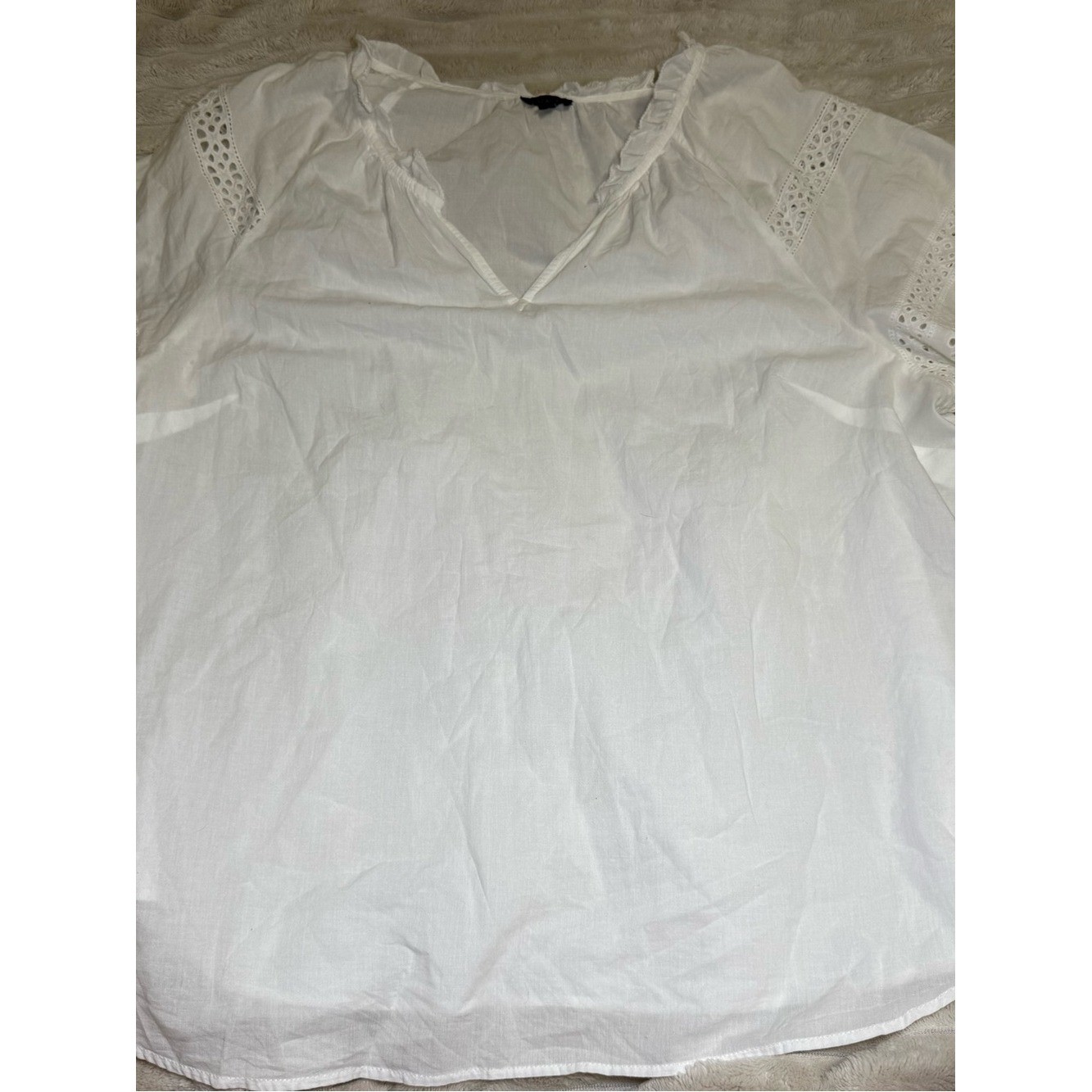 Talbots white eyelet top