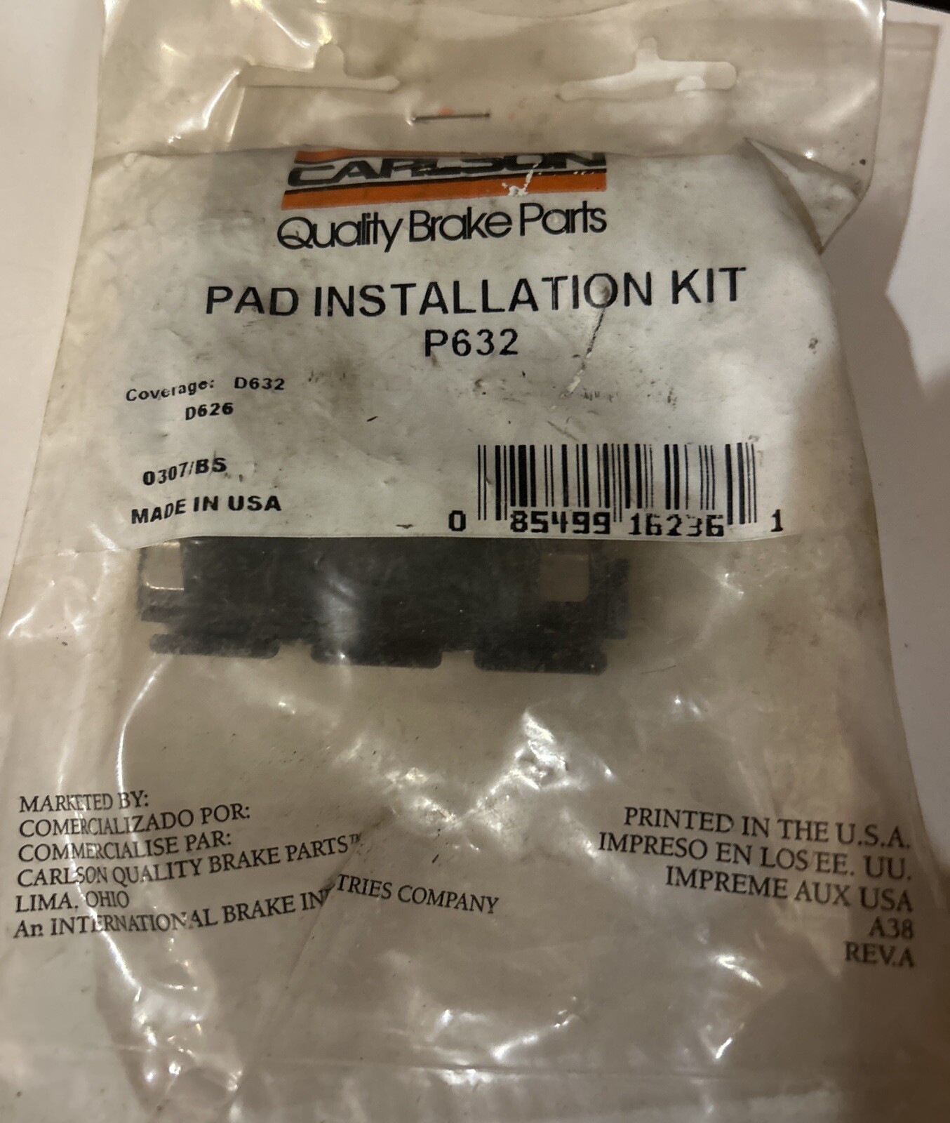Carlson Brake P632 Pad Install Kit - New Sealed Bag - Old Stock - Fast Shipping