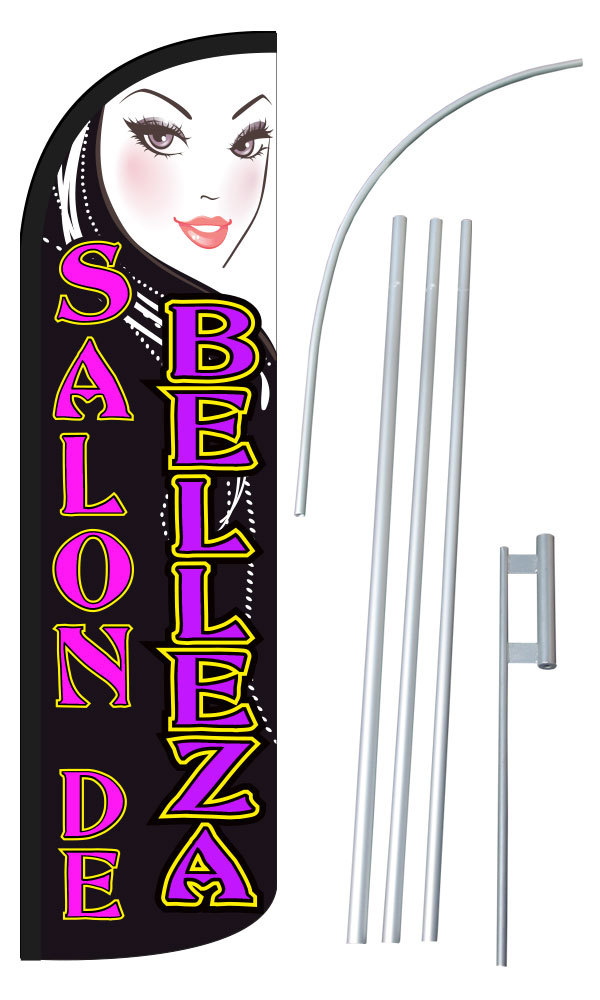 Salon De Belleza Extra Wide Windless Swooper Flag Bundle