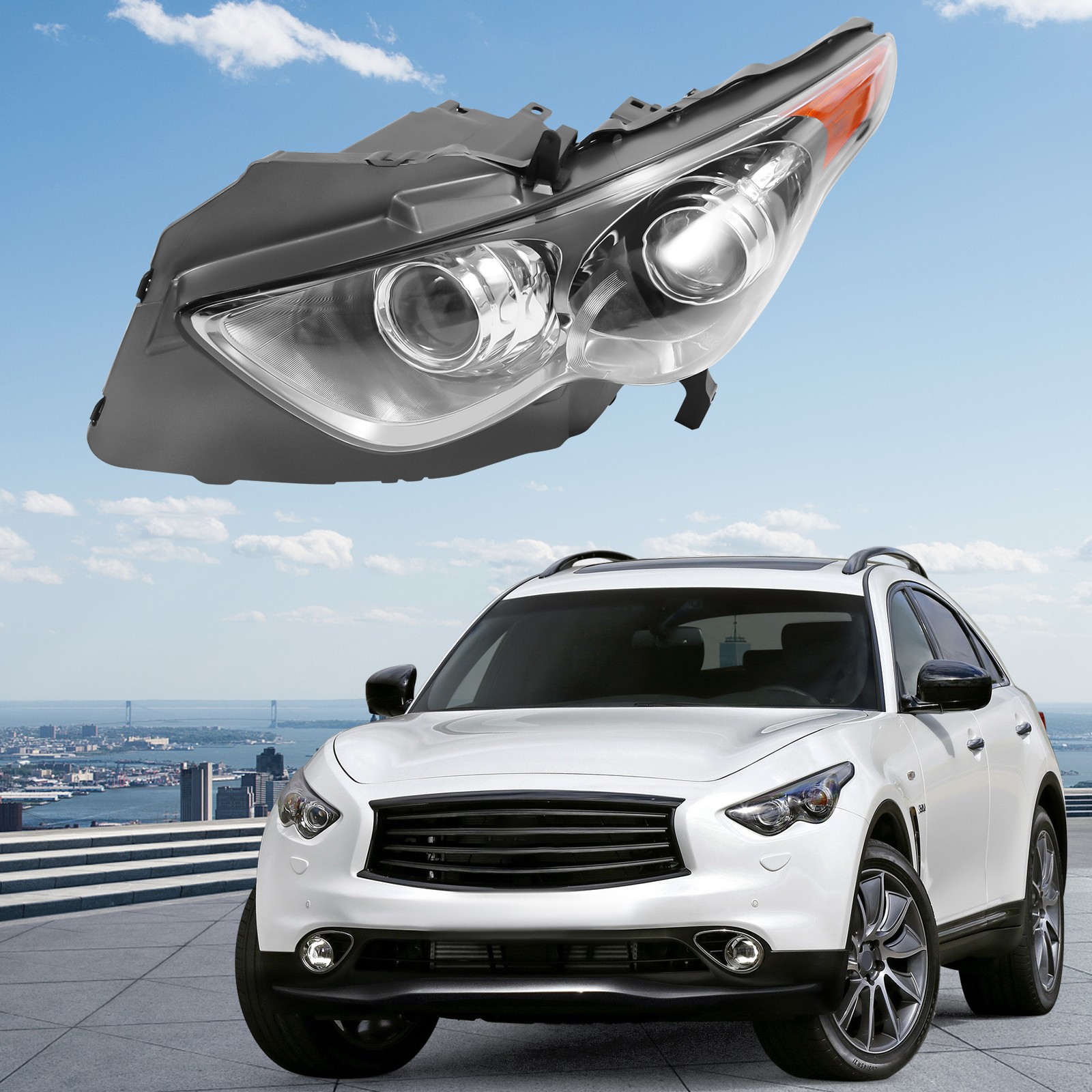 Left/Right Xenon Headlight Assembly For Infiniti FX35 FX50 QX70 2009- 2017