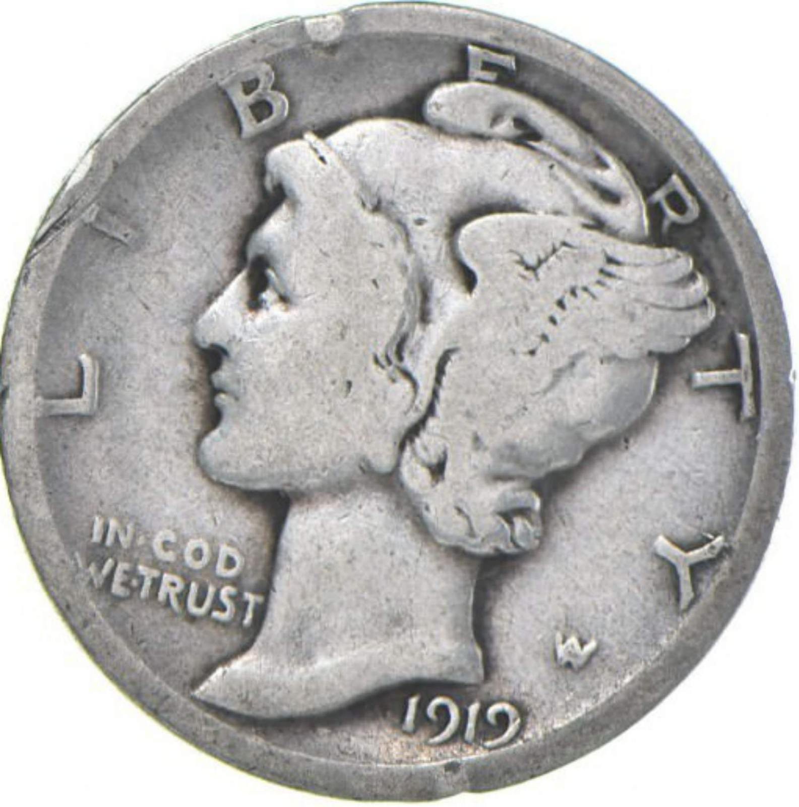 G+ 1919-D Mercury 90% Silver Dime G+ 1919-D Mercury 90% Silver Dime