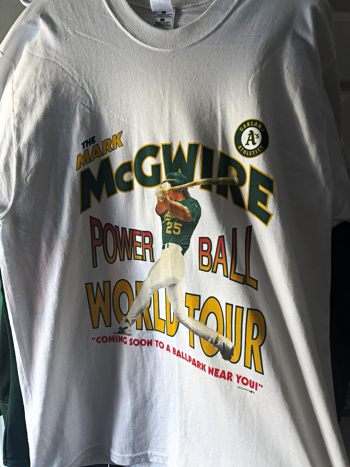 Mark McGwire Oakland Athletics Powerball World Tour Vintage T-Shirt White L