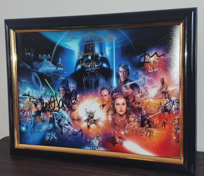 MARK HAMILL HARRISON FORD DAVID PROWSE - HAND SIGNED WITH COA - 8x10 STAR WARS