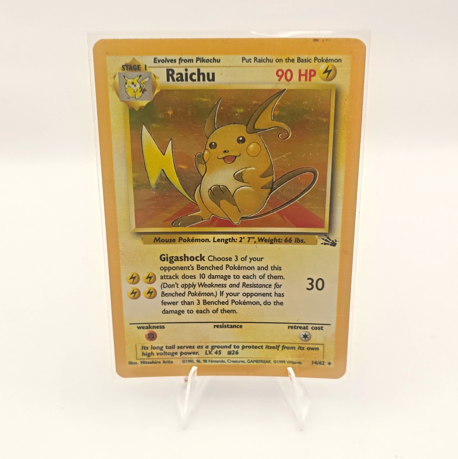 The Pokémon Company Raichu 14/62 Fossil Holo EN Holo Rare Unlimited 90HP The Pokémon Company Raichu 14/62 Fossil Holo EN Holo Rare Unlimited 90HP